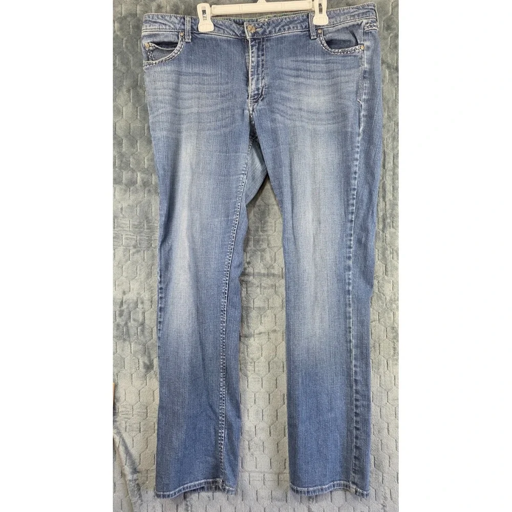 Rock 47 Wrangler Women's Boot Cut Jeans Blue Light Wash Low Rise‎ Denim WHX16TL